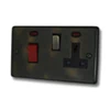 Cooker Control - 45 Amp Double Pole Switch with 13 Amp Plug Socket - Black Trim