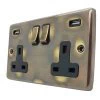 2 Gang - Double 13 Amp Plug Socket with USB A Charging Ports