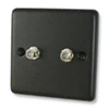 2 Gang Satellite Socket : Black Trim