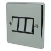 3 Gang 2 Way Light Switch : Black Trim