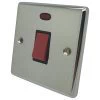 Single Plate - 1 Gang - Used for shower and cooker circuits. Switches both live and neutral poles : Black Trim