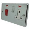 Double Plate - Used for cooker circuit. Switches both live and neutral poles also has a single 13 AmpMP socket with switch : White Trim