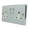 2 Gang - Double 13 Amp Switched Plug Socket : White Trim