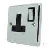 1 Gang - Single 13 Amp Switched Plug Socket : Black Trim