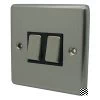 2 Gang 2 Way Light Switch : Black Trim