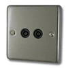 2 Gang - Standard aerial point with 2 outlets : Black Trim