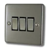 3 Gang 2 Way Light Switch : Black Trim