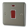 Single Plate - 1 Gang - Used for shower and cooker circuits. Switches both live and neutral poles : White Trim