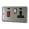 Double Plate - Used for cooker circuit. Switches both live and neutral poles also has a single 13 AmpMP socket with switch : Black Trim