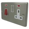 Double Plate - Used for cooker circuit. Switches both live and neutral poles also has a single 13 AmpMP socket with switch : White Trim