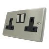 2 Gang - Double 13 Amp Switched Plug Socket : Black Trim