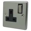 1 Gang - Single 13 Amp Switched Plug Socket : Black Trim