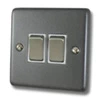 2 Gang 10 Amp 2 Way Light Switches : White Trim