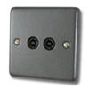 Twin Non Isolated TV | Coaxial Socket : Black Trim