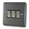 3 Gang 10 Amp 2 Way Light Switches : Black Trim