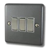 3 Gang 10 Amp 2 Way Light Switches : White Trim