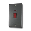 45 Amp Double Pole Switch with Neon - Double Plate : Black Trim