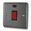 45 Amp Double Pole Switch with Neon - Single Plate : Black Trim