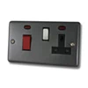 Cooker Control - 45 Amp Double Pole Switch with 13 Amp Plug Socket - Black Trim