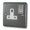 1 Gang - Single 13 Amp Switched Plug Socket : White Trim