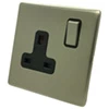 1 Gang - Single 13 Amp Switched Plug Socket : Black Trim