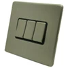 3 Gang 10 Amp 2 Way Light Switches : Black Trim