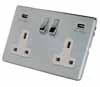 2 Gang - Double 13 Amp Plug Socket with USB A Charging Ports - White Trim