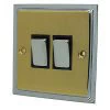 2 Gang 2 Way Light Switch : Black Trim