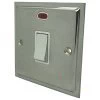 1 Gang - Used for heating and water heating circuits. Switches both live and neutral poles : White Trim