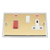 Double Plate - Used for cooker circuit. Switches both live and neutral poles also has a single 13 AmpMP socket with switch : White Trim