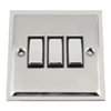 3 Gang 2 Way Light Switch : Black Trim