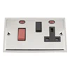 Double Plate - Used for cooker circuit. Switches both live and neutral poles also has a single 13 AmpMP socket with switch : Black Trim