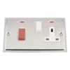 Double Plate - Used for cooker circuit. Switches both live and neutral poles also has a single 13 AmpMP socket with switch : White Trim