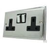 2 Gang - Double 13 Amp Switched Plug Socket : Black Trim