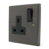 1 Gang - Single 13 Amp Switched Plug Socket : Black Trim