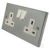 2 Gang - Double 13 Amp Switched Plug Socket : White Trim