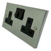 2 Gang - Double 13 Amp Switched Plug Socket : Black Trim