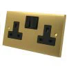 2 Gang - Double 13 Amp Switched Plug Socket : Black Trim