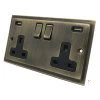 2 Gang - Double 13 Amp Plug Socket with 2 USB A Charging Ports