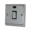 1 Gang - Used for heating and water heating circuits. Switches both live and neutral poles : Black Trim