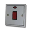 Single Plate - 1 Gang - Used for shower and cooker circuits. Switches both live and neutral poles : Black Trim