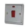 Single Plate - 1 Gang - Used for shower and cooker circuits. Switches both live and neutral poles : White Trim