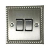 2 Gang 10 Amp 2 Way Light Switches : Black Trim