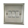 3 Gang 10 Amp 2 Way Light Switches : White Trim