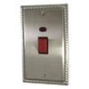 45 Amp Double Pole Switch with Neon - Double Plate : Black Trim