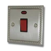 45 Amp Double Pole Switch with Neon - Single Plate : Black Trim