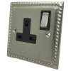 1 Gang - Single 13 Amp Switched Plug Socket : Black Trim