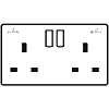 2 Gang - Double 13 Amp Plug Socket with 2 USB A Charging Ports : Metal Rockers | White Trim