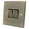 2 Gang 10 Amp 2 Way Light Switches : Black Trim