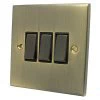 3 Gang 10 Amp 2 Way Light Switches : Black Trim